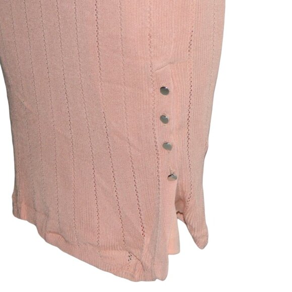 Guess Lined Knitted Bodycon Midi Knee Length Scoop Neck Peachy Pink Dress Size S - Picture 6 of 10